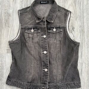 Allegra Black Denim Button Up Vest Sz M